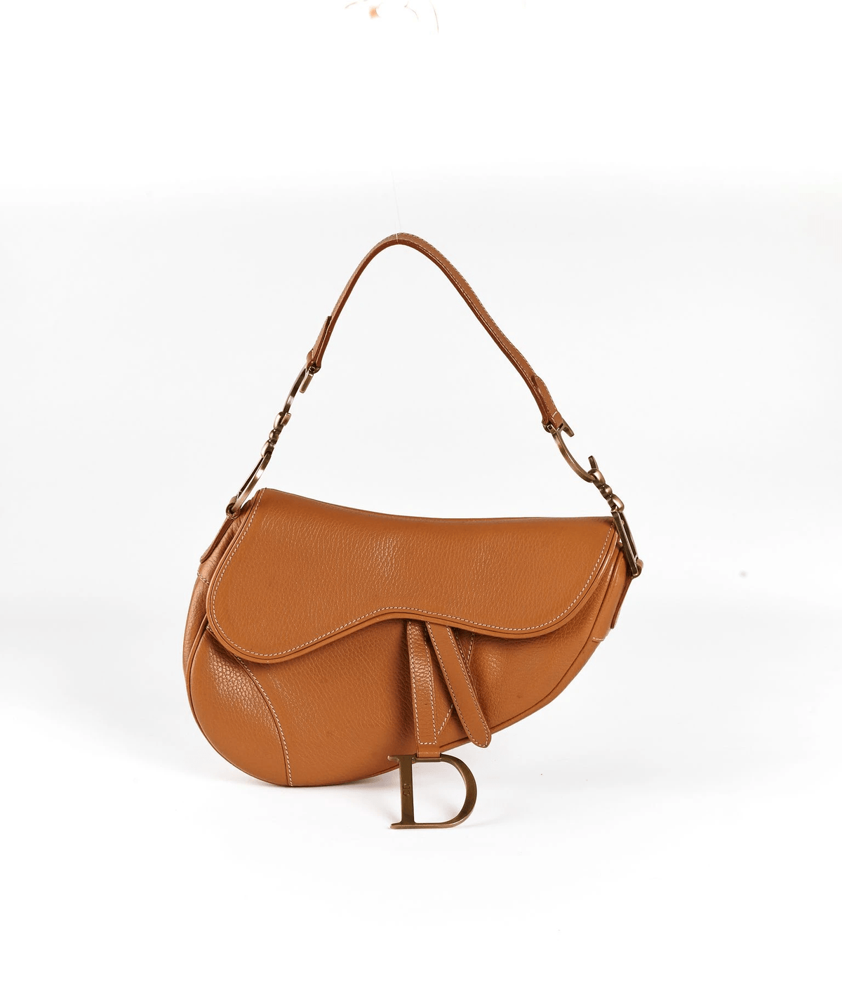 Brown Leather Dior Saddle Bag GHW