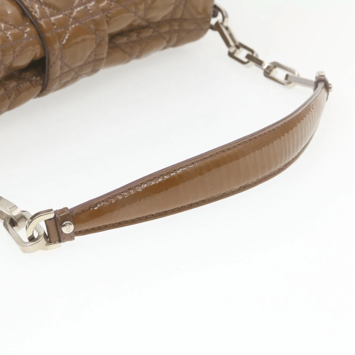 CHRISTIAN DIOR Canage Shoulder Bag Patent Leather Brown Auth rd1612