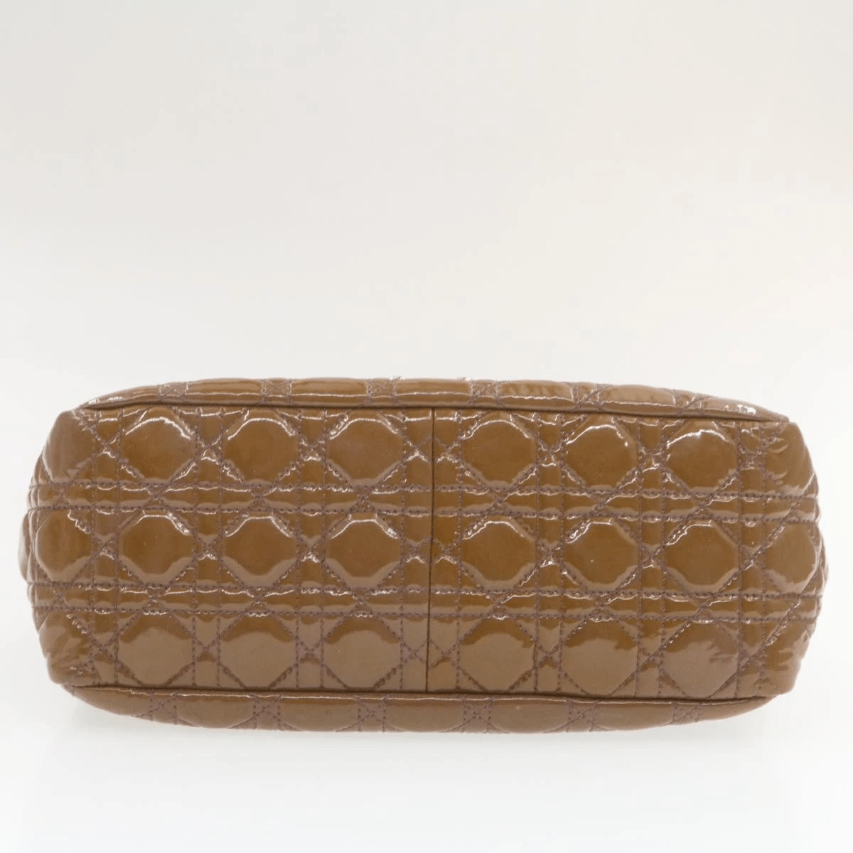 CHRISTIAN DIOR Canage Shoulder Bag Patent Leather Brown Auth rd1612