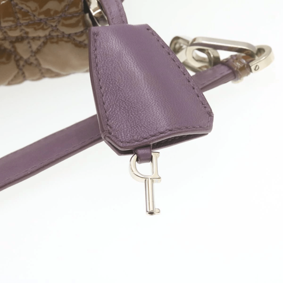 CHRISTIAN DIOR Canage Shoulder Bag Patent Leather Brown Auth rd1612