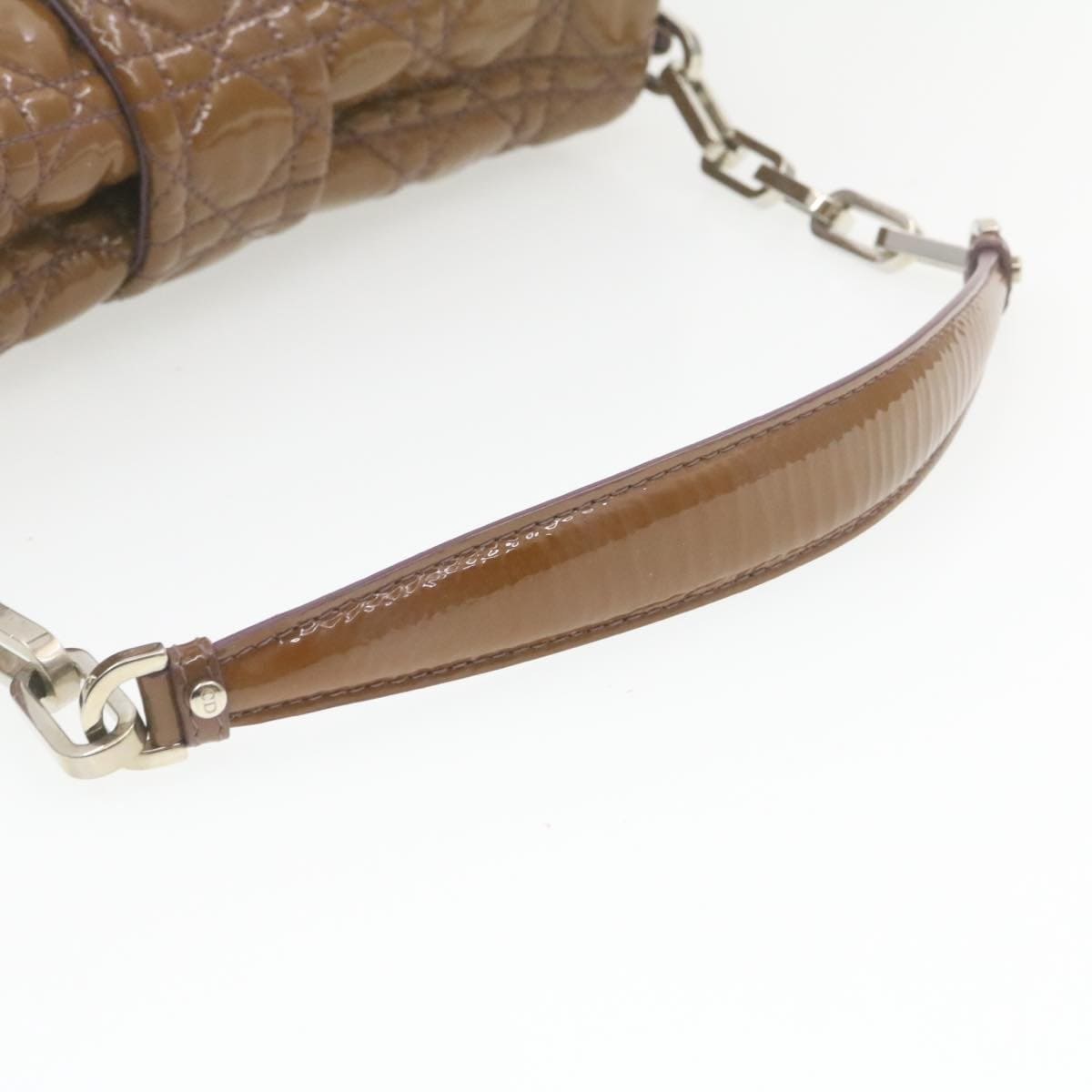 CHRISTIAN DIOR Canage Shoulder Bag Patent Leather Brown Auth rd1612