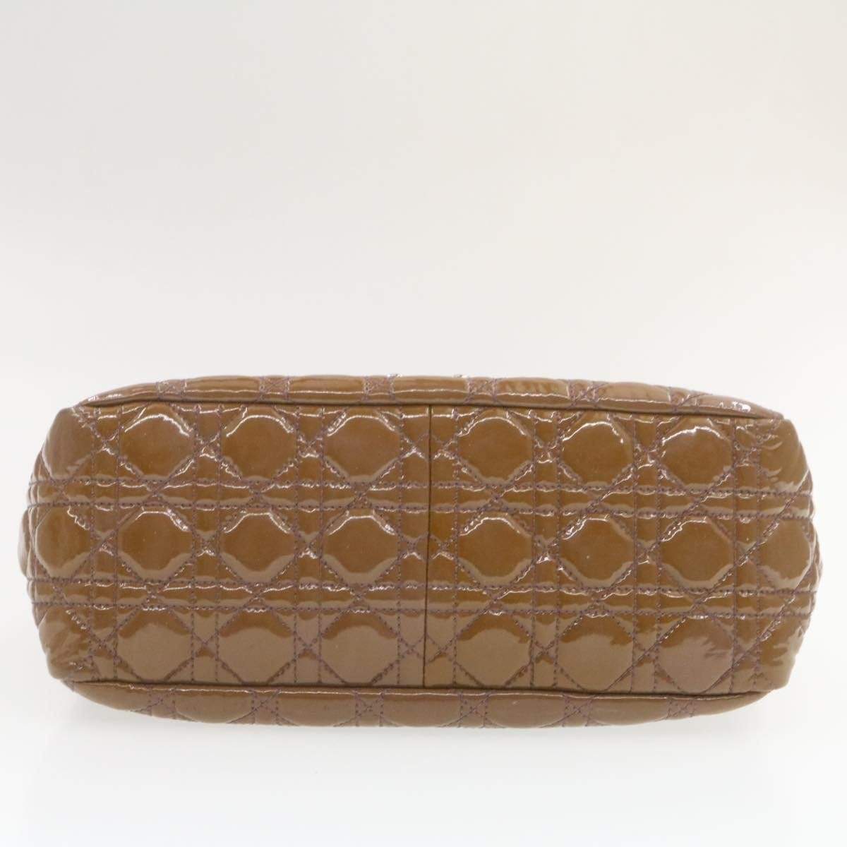 CHRISTIAN DIOR Canage Shoulder Bag Patent Leather Brown Auth rd1612