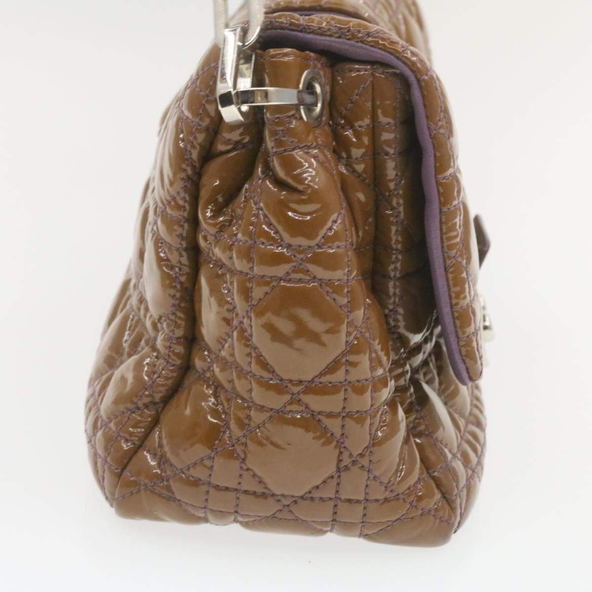 CHRISTIAN DIOR Canage Shoulder Bag Patent Leather Brown Auth rd1612