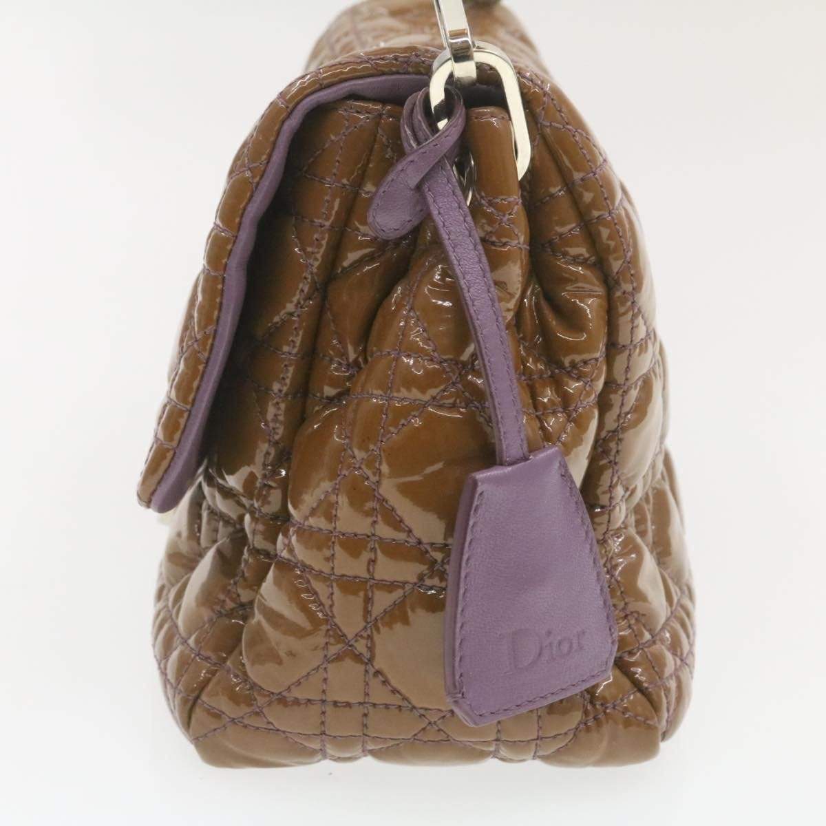 CHRISTIAN DIOR Canage Shoulder Bag Patent Leather Brown Auth rd1612