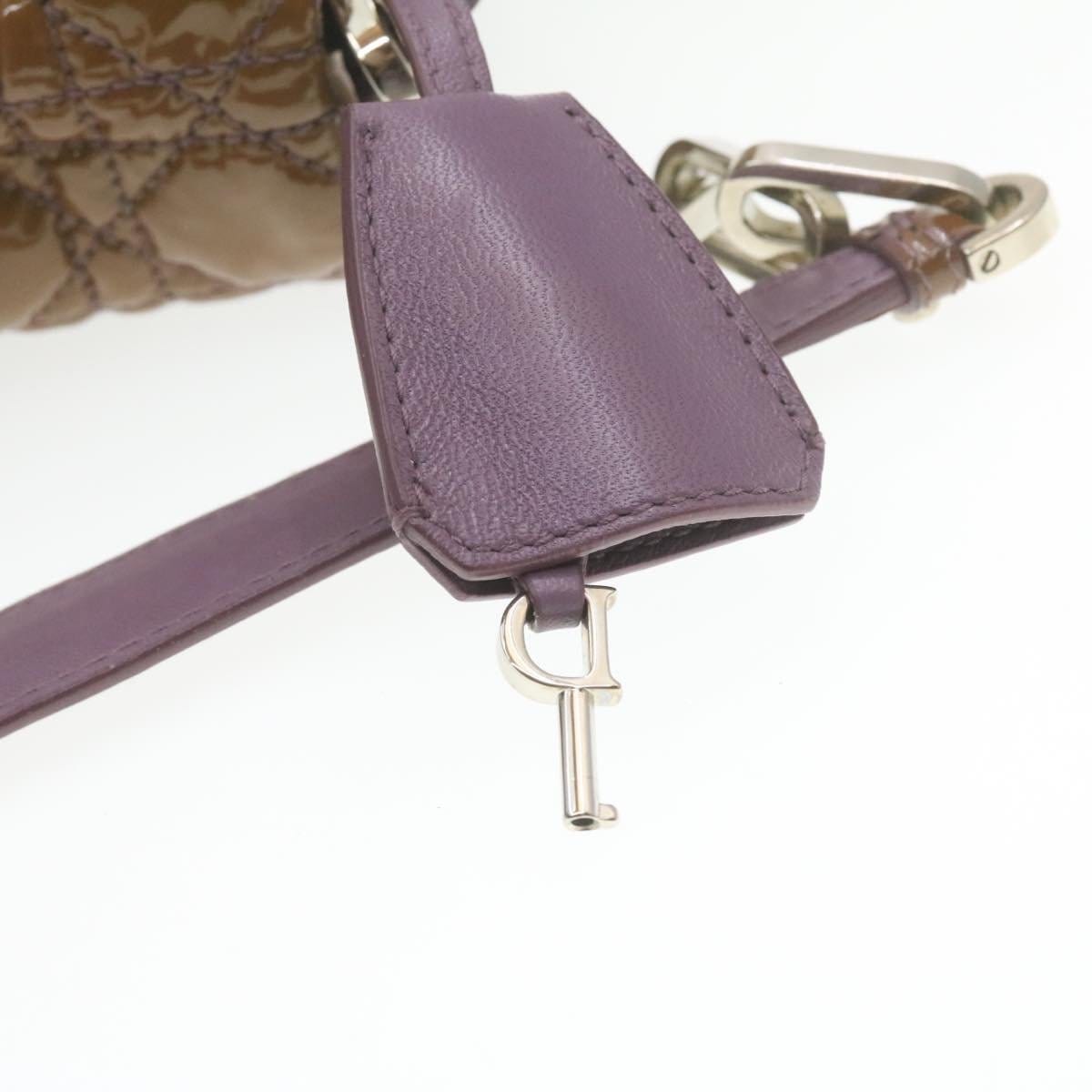 CHRISTIAN DIOR Canage Shoulder Bag Patent Leather Brown Auth rd1612