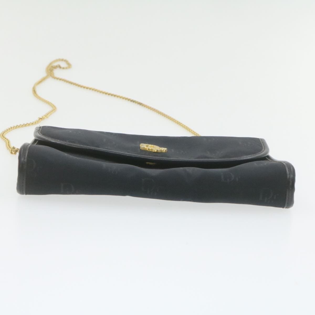 CHRISTIAN DIOR Chain Shoulder Bag Black Canvas Auth 21499 MW2753