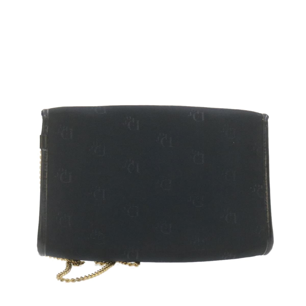 CHRISTIAN DIOR Chain Shoulder Bag Black Canvas Auth 21499 MW2753