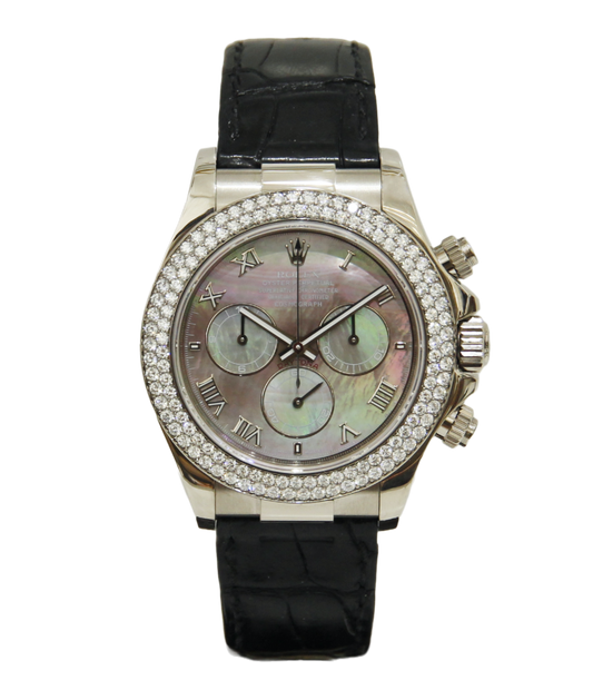 Rolex Daytona Dark Mother of Pearl Tahitian Dial Factory Diamond Bezel 116589