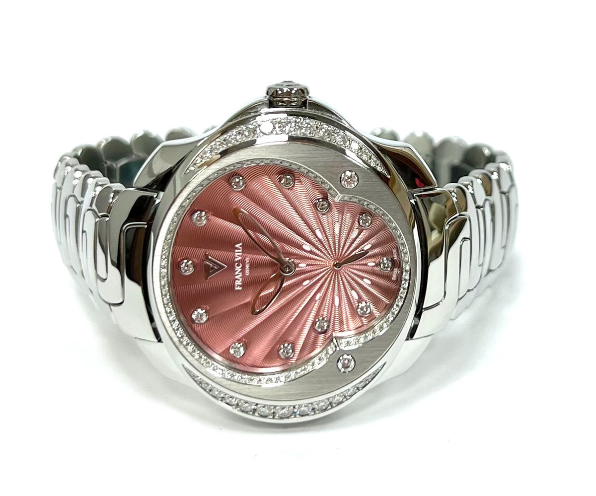 Franc Vila Ladies Light Tribute Pink Sunburst Dial 41mm
