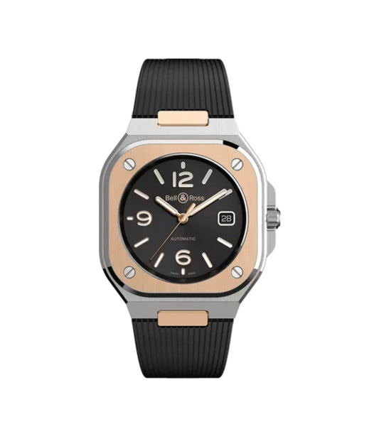BELL & ROSS-BR 05 BLACK STEEL & GOLD BR05-A-BL-STPG/SRB
