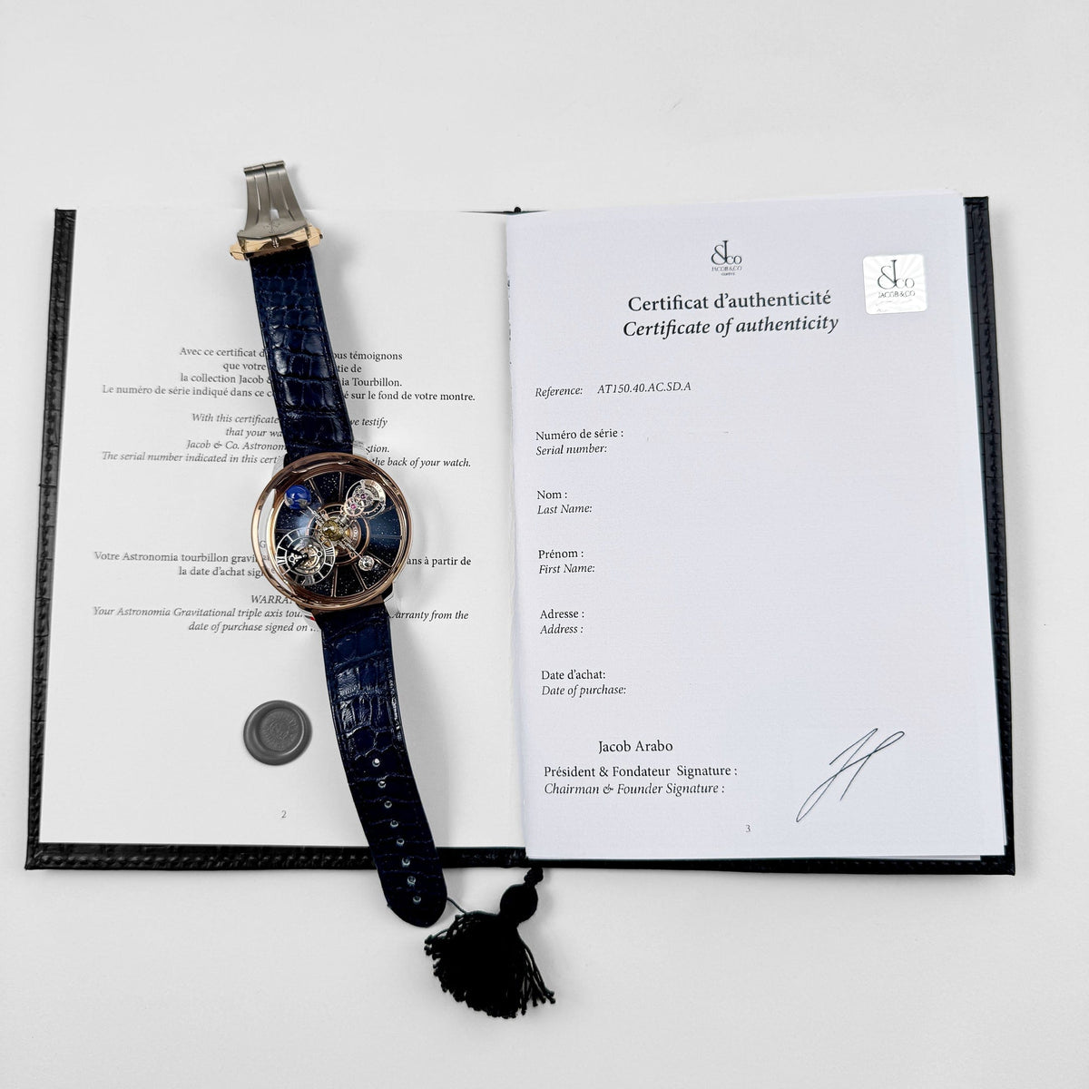 Jacob & Co. Astronomia AT150.40.AC.SD.A Gravitational Triple Axis Automatic Tourbillon Piece Unique (2018)