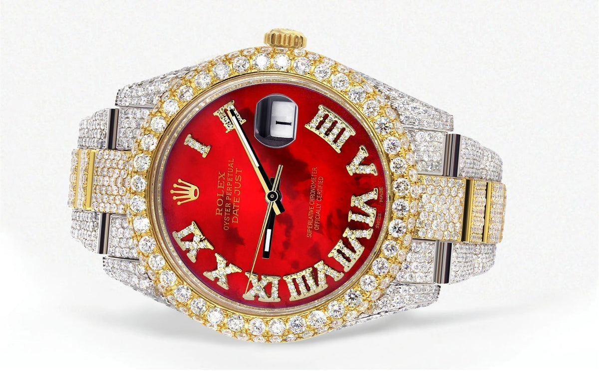 Women's Rolex Datejust 41 – 25ct Diamonds, Red MOP Roman Dial, Two-Tone Oyster Band