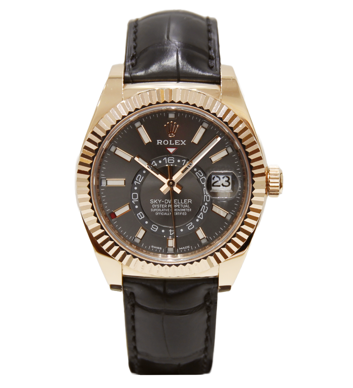 Rolex Sky-Dweller Rose Gold 326135 Dark Rhodium Dial