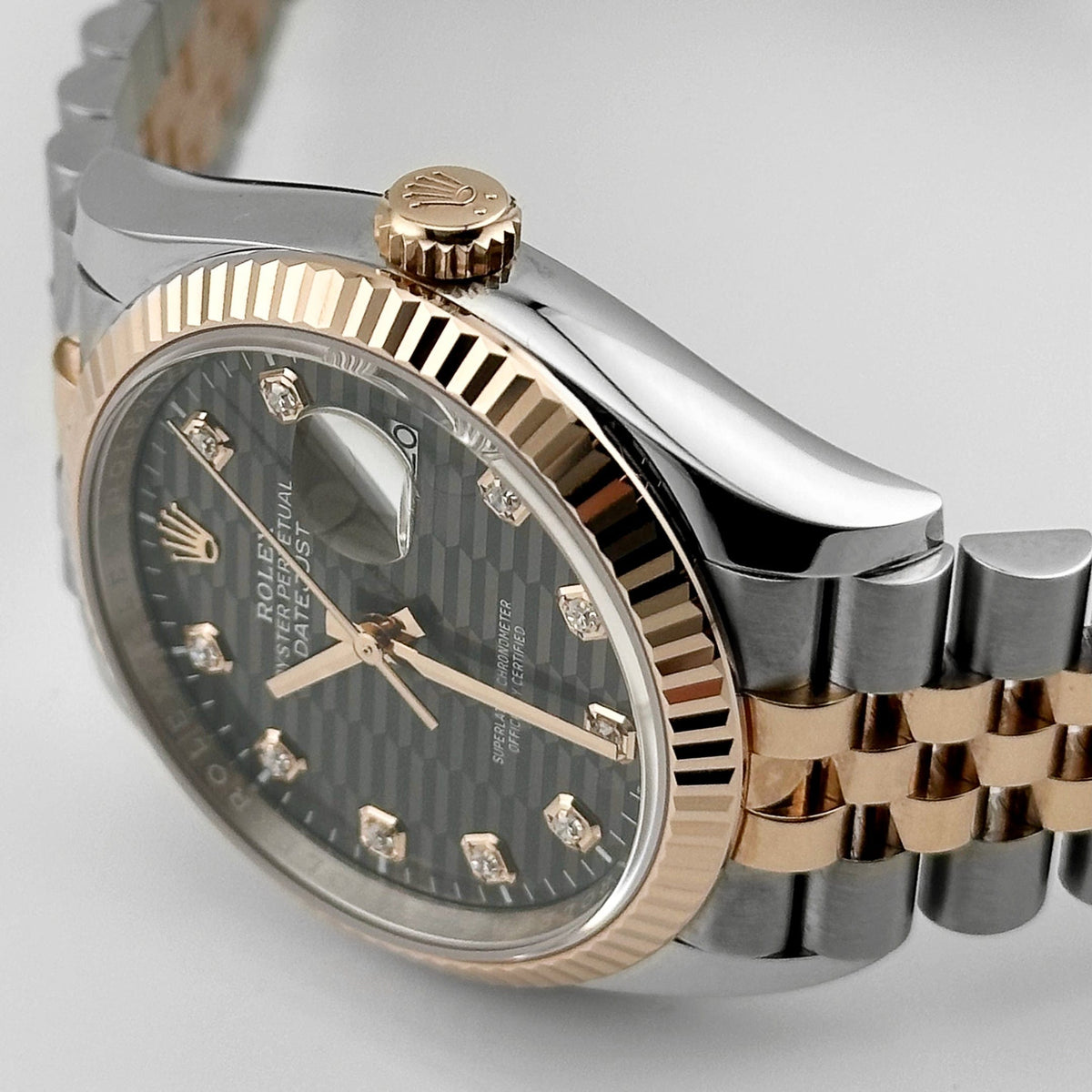Rolex Datejust 126231 Rose Gold Stainless Steel Slate Motif Diamond Dial (2023)