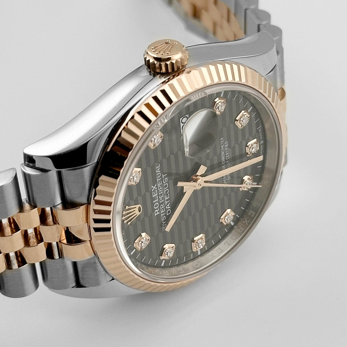 Rolex Datejust 126231 Rose Gold Stainless Steel Slate Motif Diamond Dial (2023)