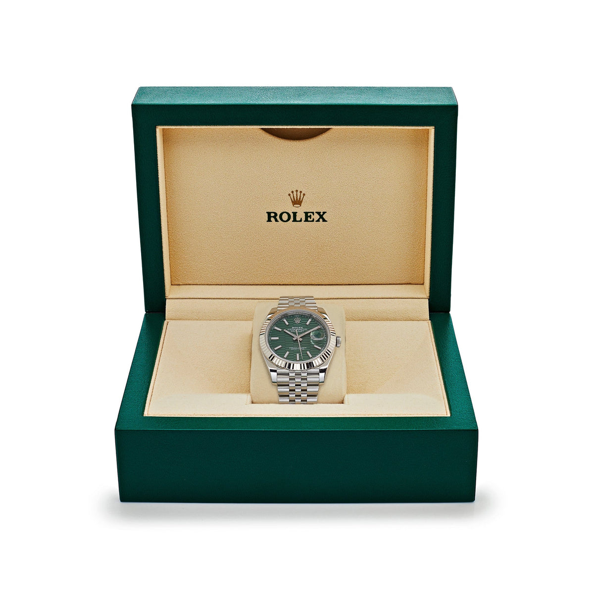 Rolex Datejust 126334 Stainless Steel Fluted Motif Green Dial Jubilee