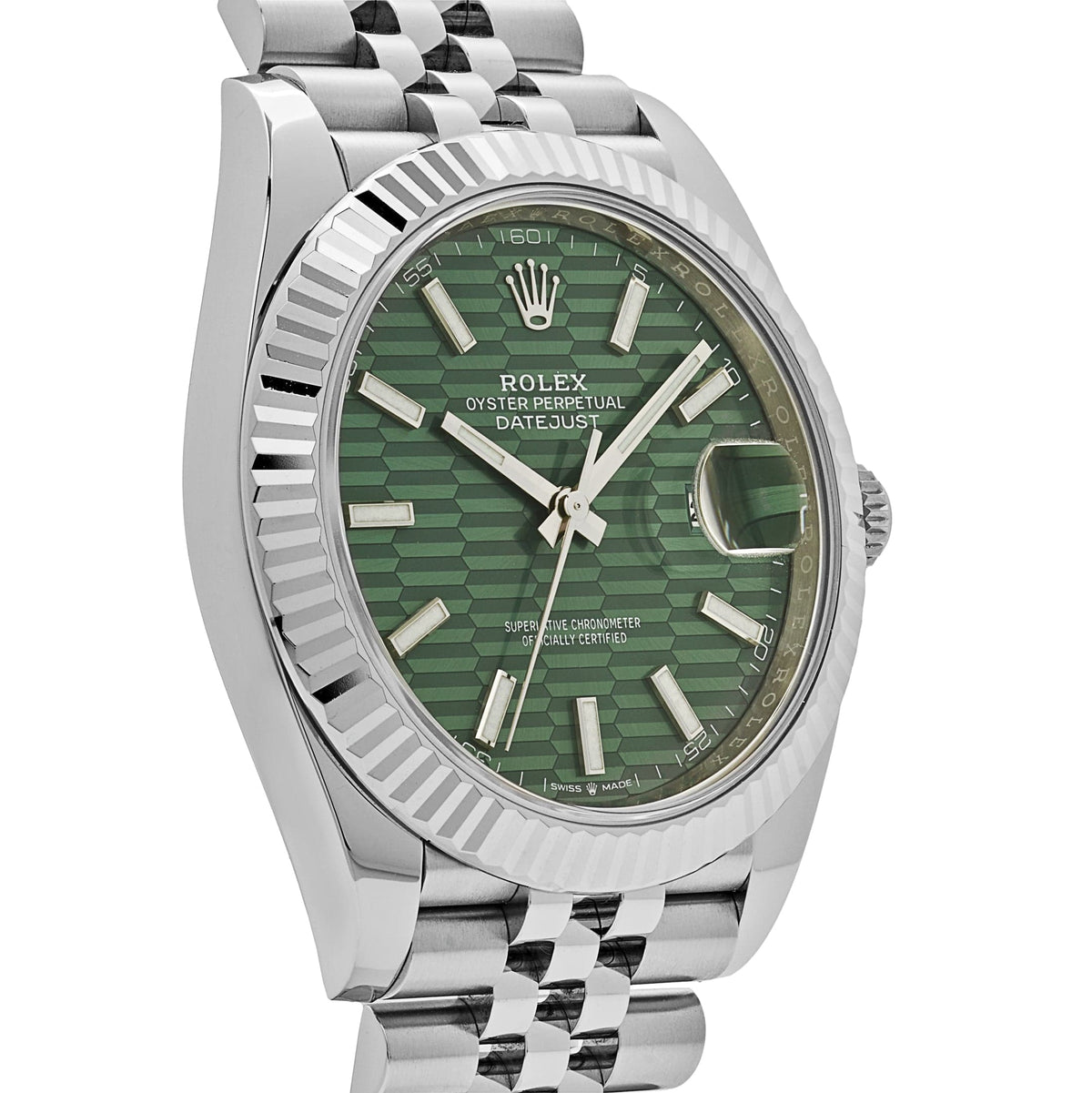 Rolex Datejust 126334 Stainless Steel Fluted Motif Green Dial Jubilee
