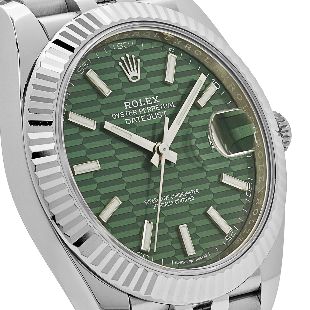 Rolex Datejust 126334 Stainless Steel Fluted Motif Green Dial Jubilee
