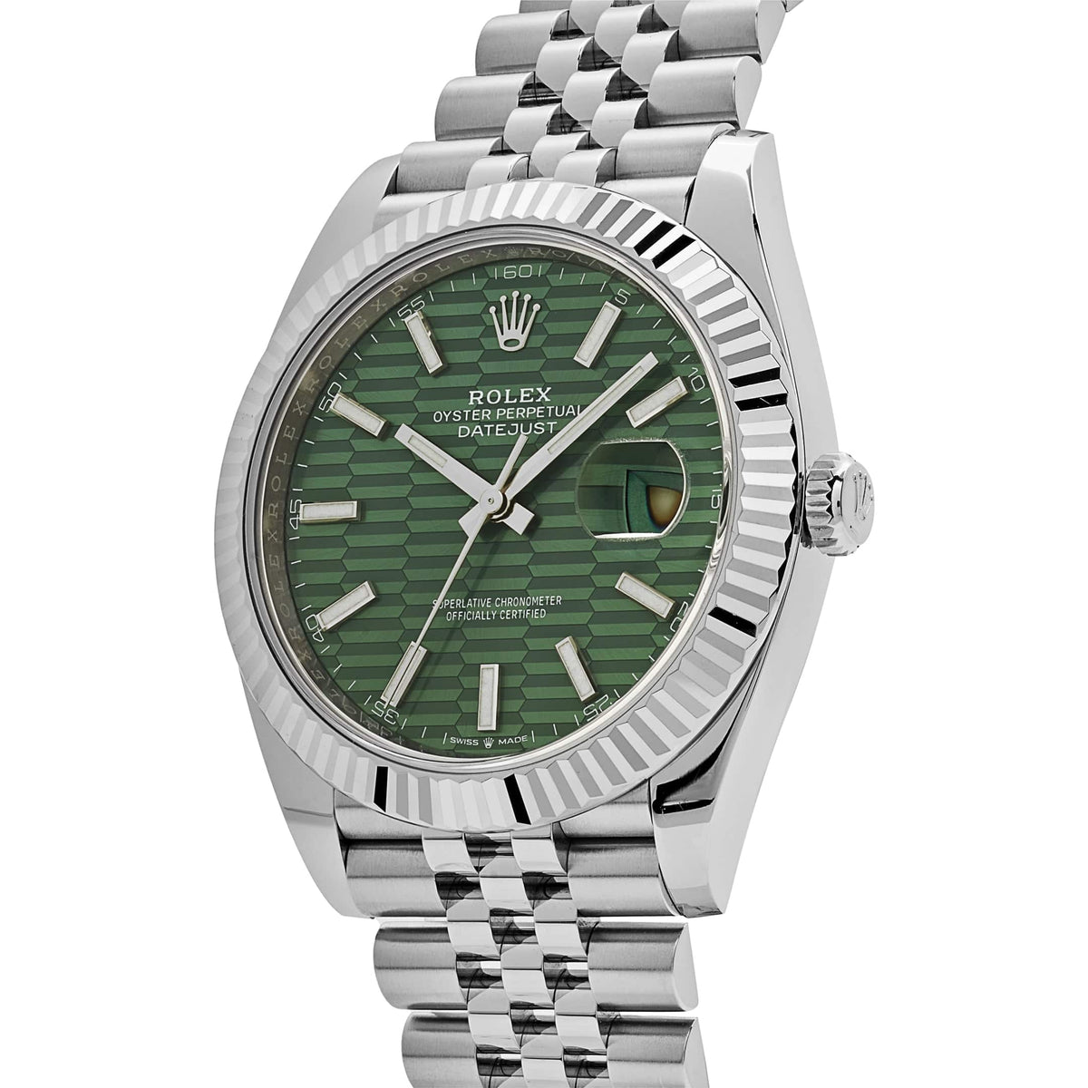 Rolex Datejust 126334 Stainless Steel Fluted Motif Green Dial Jubilee