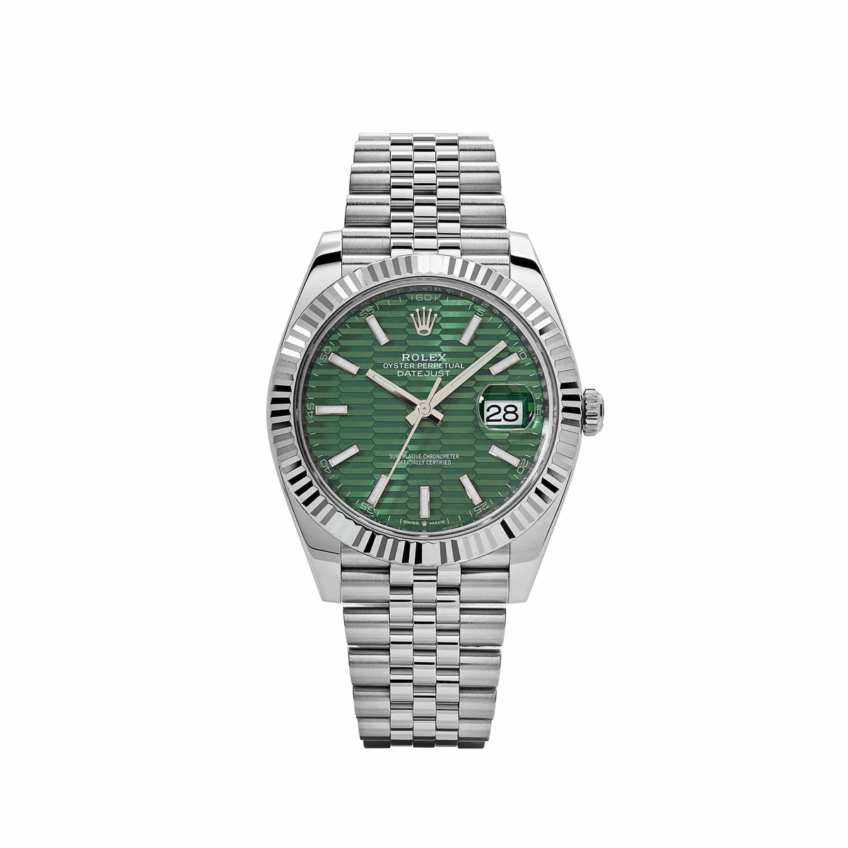 Rolex Datejust 126334 Stainless Steel Fluted Motif Green Dial Jubilee