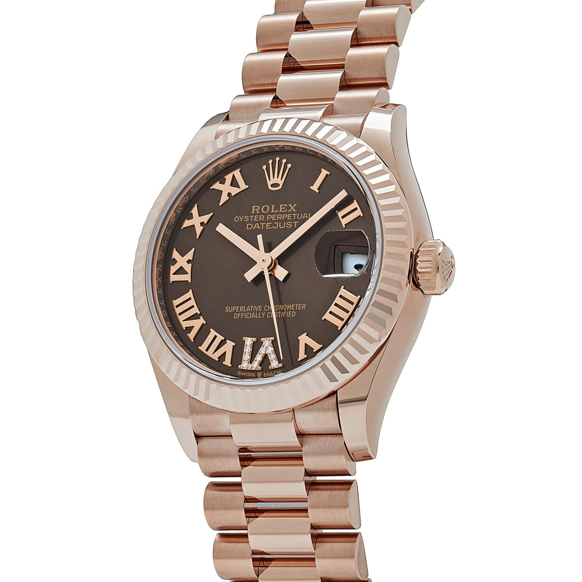 Rolex Datejust 278275 'Ladies' Rose Gold Diamond Chocolate Dial President (2024)