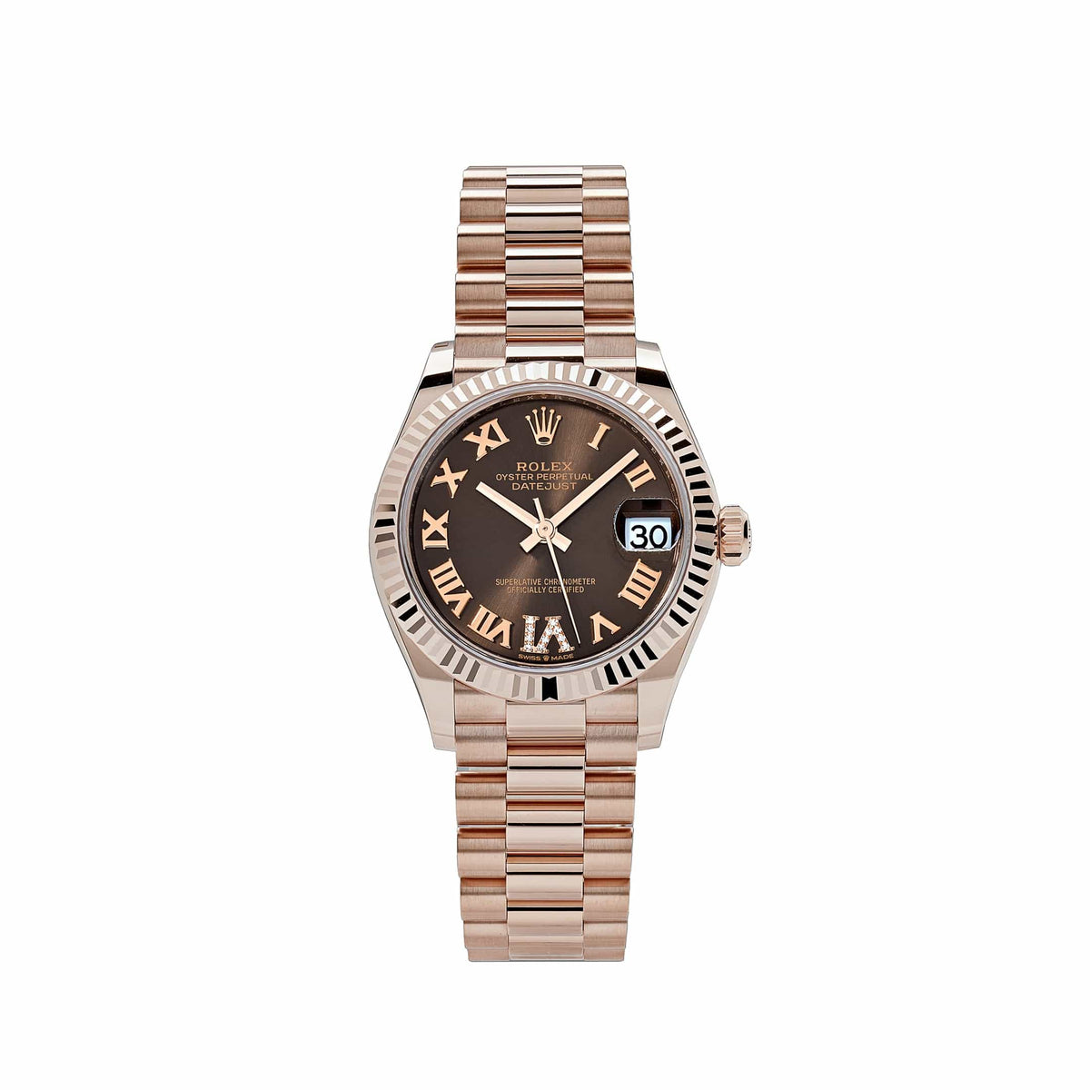 Rolex Datejust 278275 'Ladies' Rose Gold Diamond Chocolate Dial President (2024)