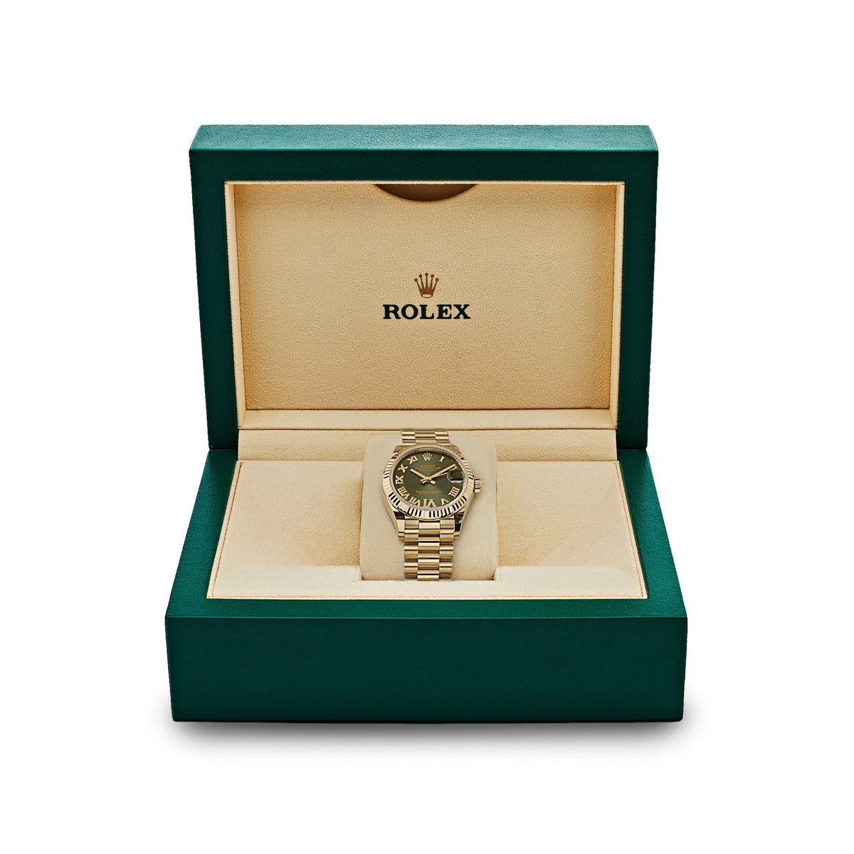 Rolex Datejust 278278 'Ladies' Yellow Gold Diamond Green Dial President (2023)