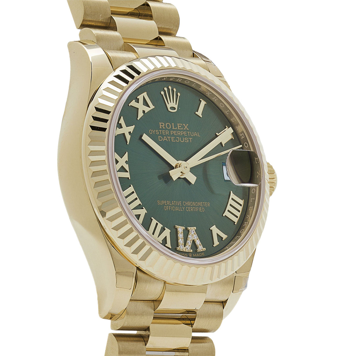 Rolex Datejust 278278 'Ladies' Yellow Gold Diamond Green Dial President (2023)