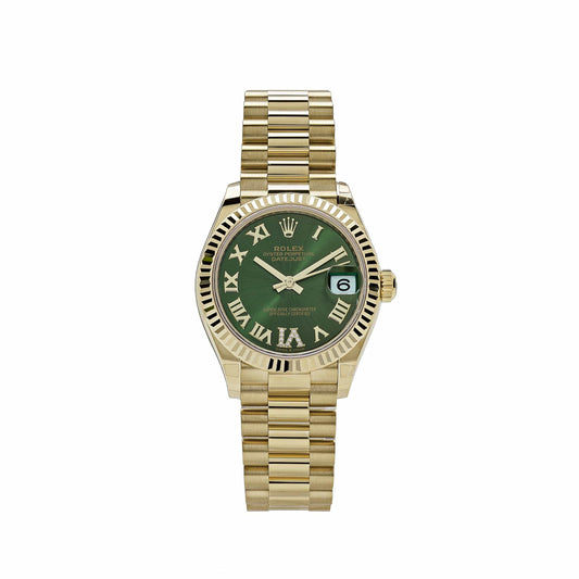 Rolex Datejust 278278 'Ladies' Yellow Gold Diamond Green Dial President (2023)