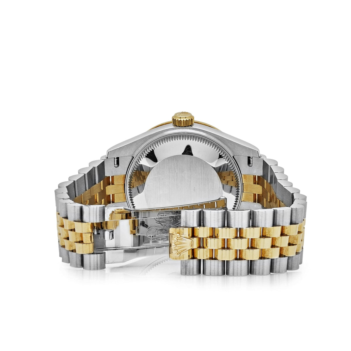 Rolex Datejust 278383RBR 'Ladies' Yellow Gold Stainless Steel Green Roman Dial Diamond Bezel
