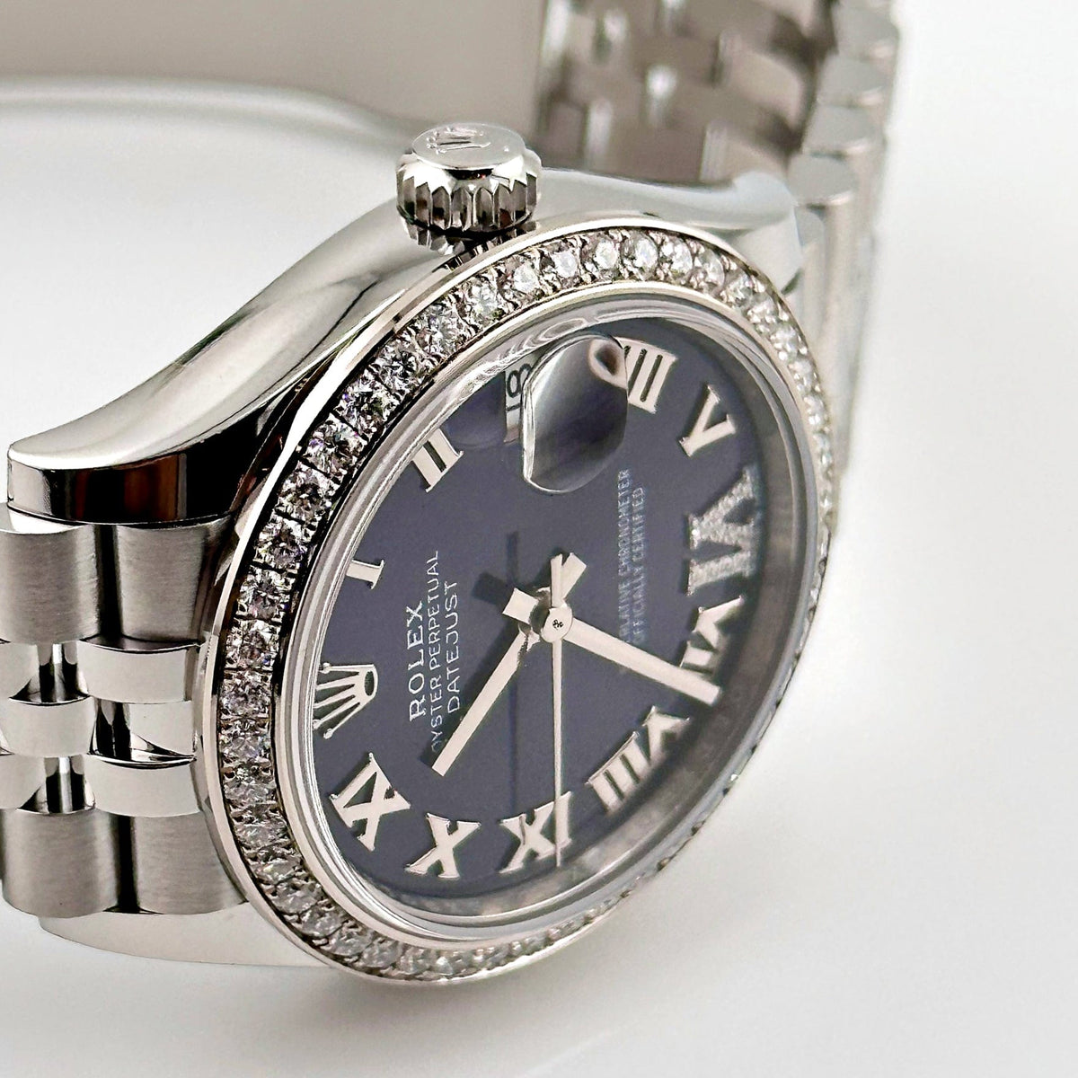 Rolex Datejust 278384RBR 'Ladies' Stainless Steel Diamond Bezel Violet Roman Dial Jubilee