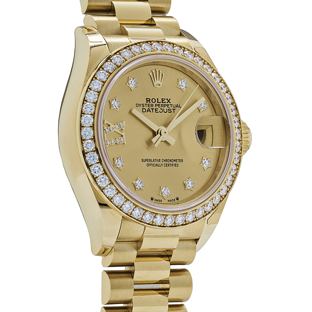 Rolex Datejust 279138RBR 'Ladies' Yellow Gold Champagne Diamond Dial President (2022)