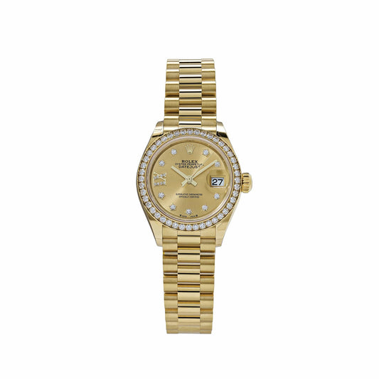 Rolex Datejust 279138RBR 'Ladies' Yellow Gold Champagne Diamond Dial President (2022)