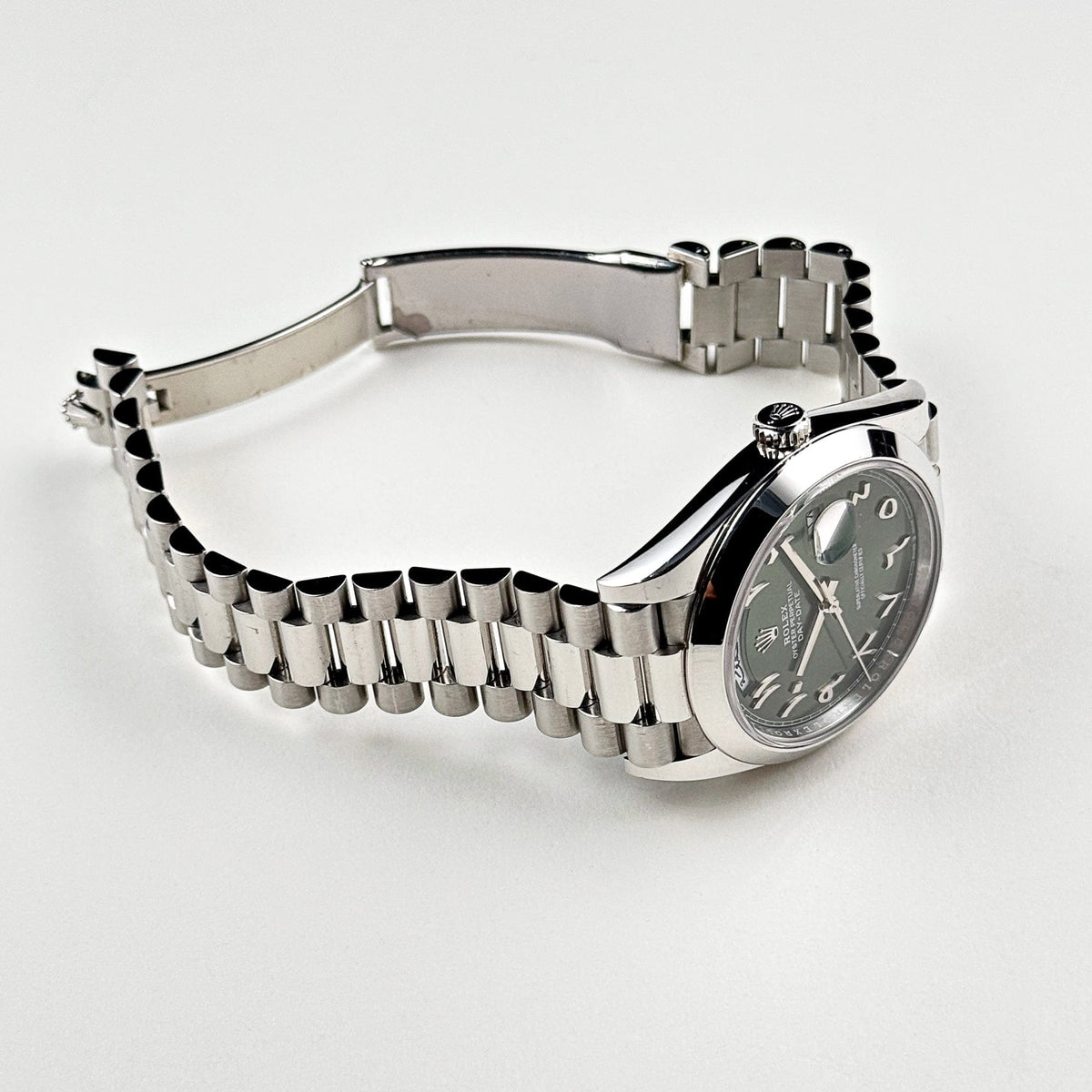 Rolex Day-Date 228206 Platinum  Olive Green Arabic Dial