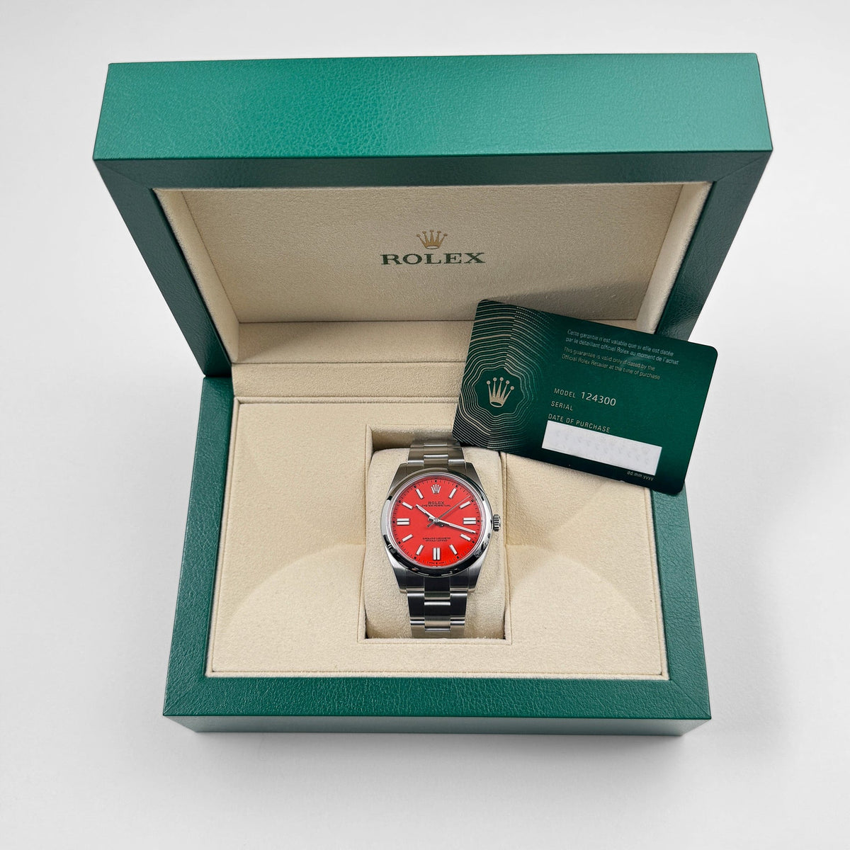 Rolex Oyster Perpetual 124300 Stainless Steel Red Dial (2021)