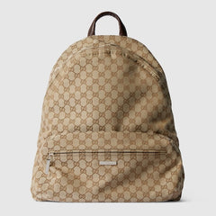 Large Gucci Tag backpack - sand and brown GG canvas
