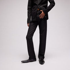 Cotton blend denim pants - black