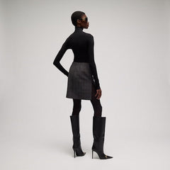 Checked fine wool mini skirt - grey and beige