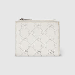 Small perforated GG wallet - white GG leather