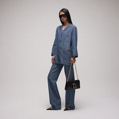 GG cotton denim jacquard pants - blue