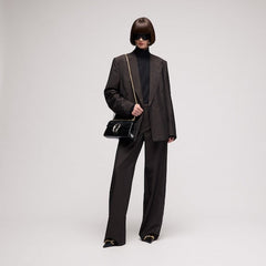 Pinstripe wool mohair jacket - dark brown