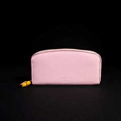 Zip around wallet with bamboo - light pink leather