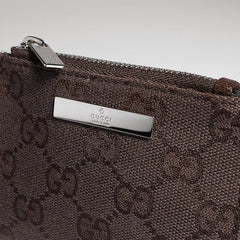 Small wallet with Gucci plaque - dark brown GG canvas