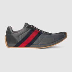 Women's Gucci Tempo sneaker - dark grey mesh and suede