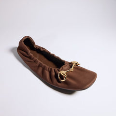 Women's Prima ballet flat - dark brown nubuck leather