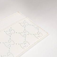 Perforated GG card case - white GG leather