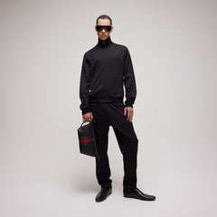 Mega Web Trademark small toiletry case - black leather
