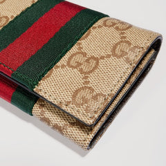 Bi-fold card case with Web - sand and brown GG canvas