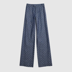GG cotton denim jacquard pants - blue