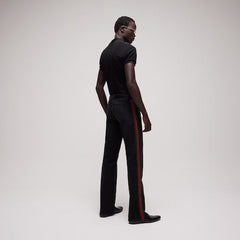 Cotton denim pants with Web - black